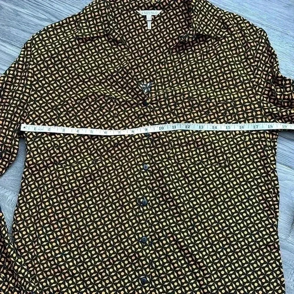 🔥Esqualo🔥 | Gold and  black patterned button up blouse - Picture 6 of 11